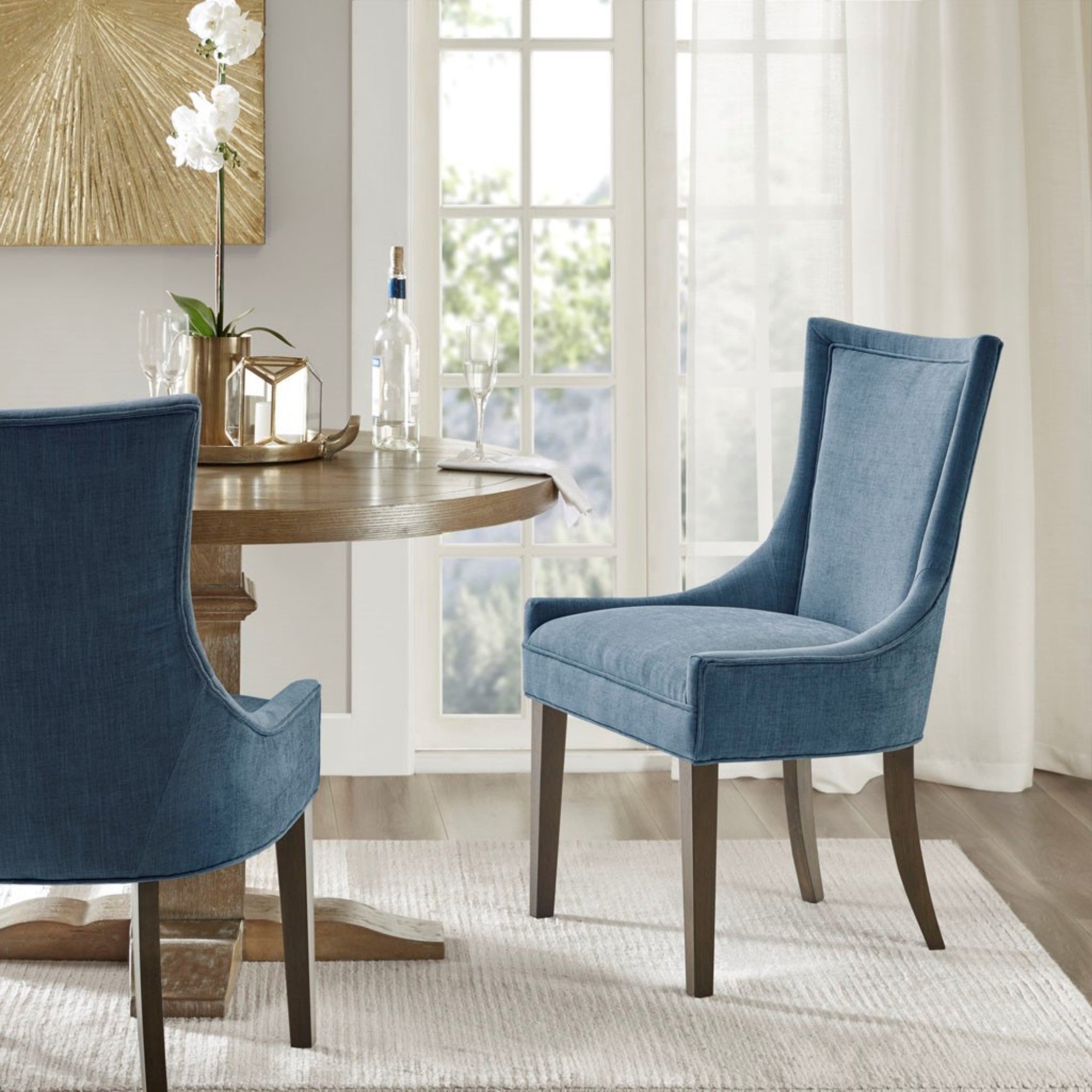 Flared High Back Upholstered Dining Chair, Set of 2