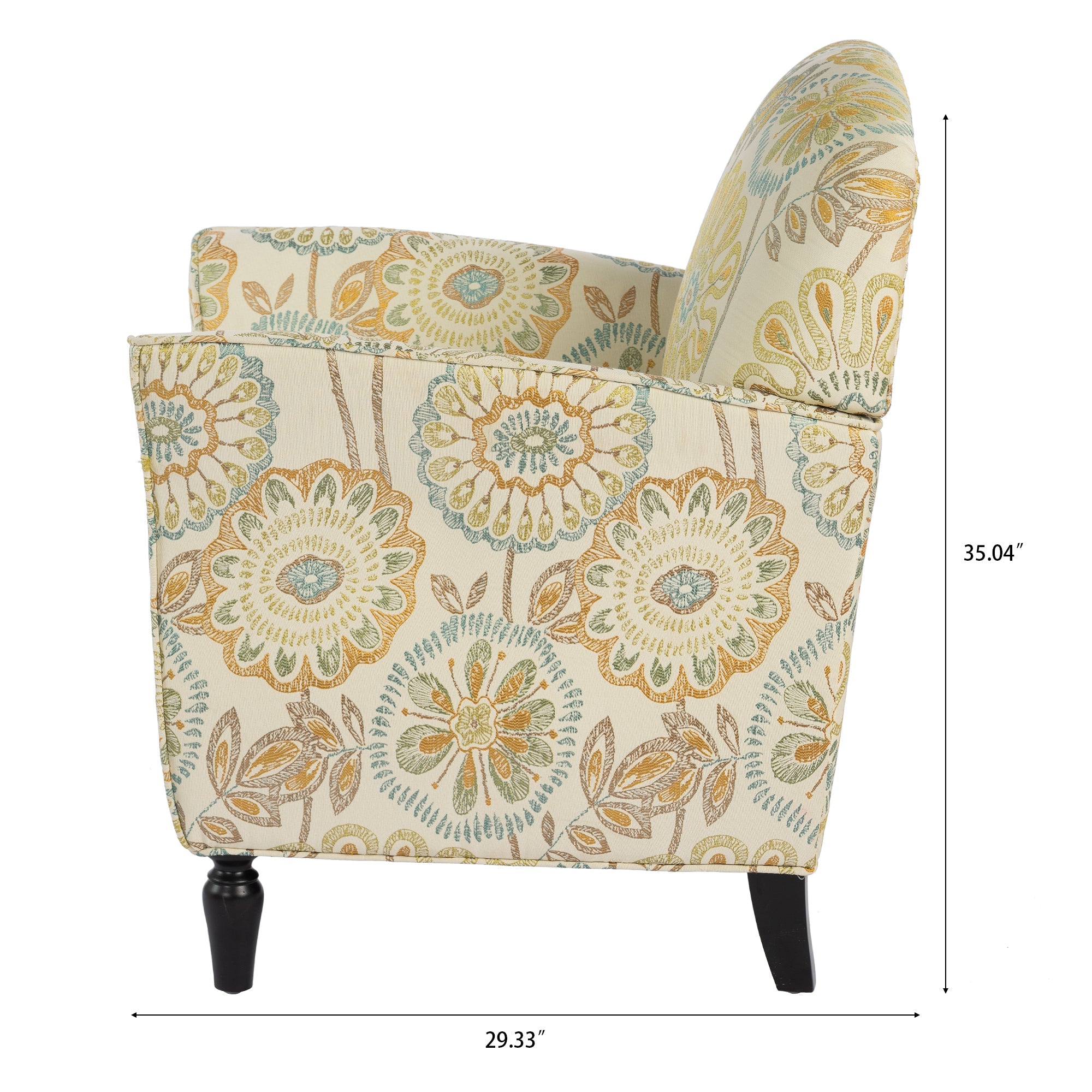 Golden Floral Accent Arm Chair