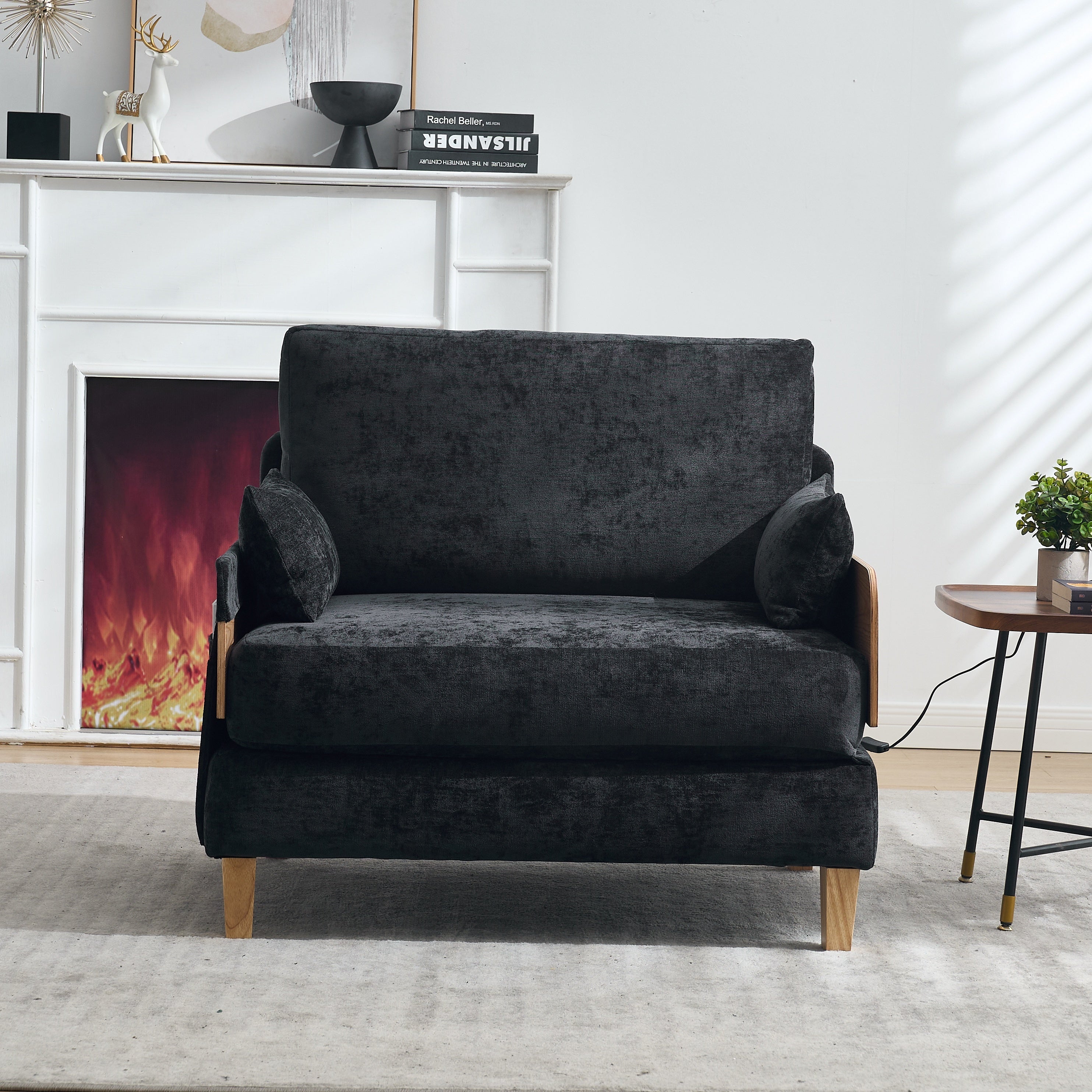 Mid-Century Modern Chenille Foldable Sofa Bed Recliner