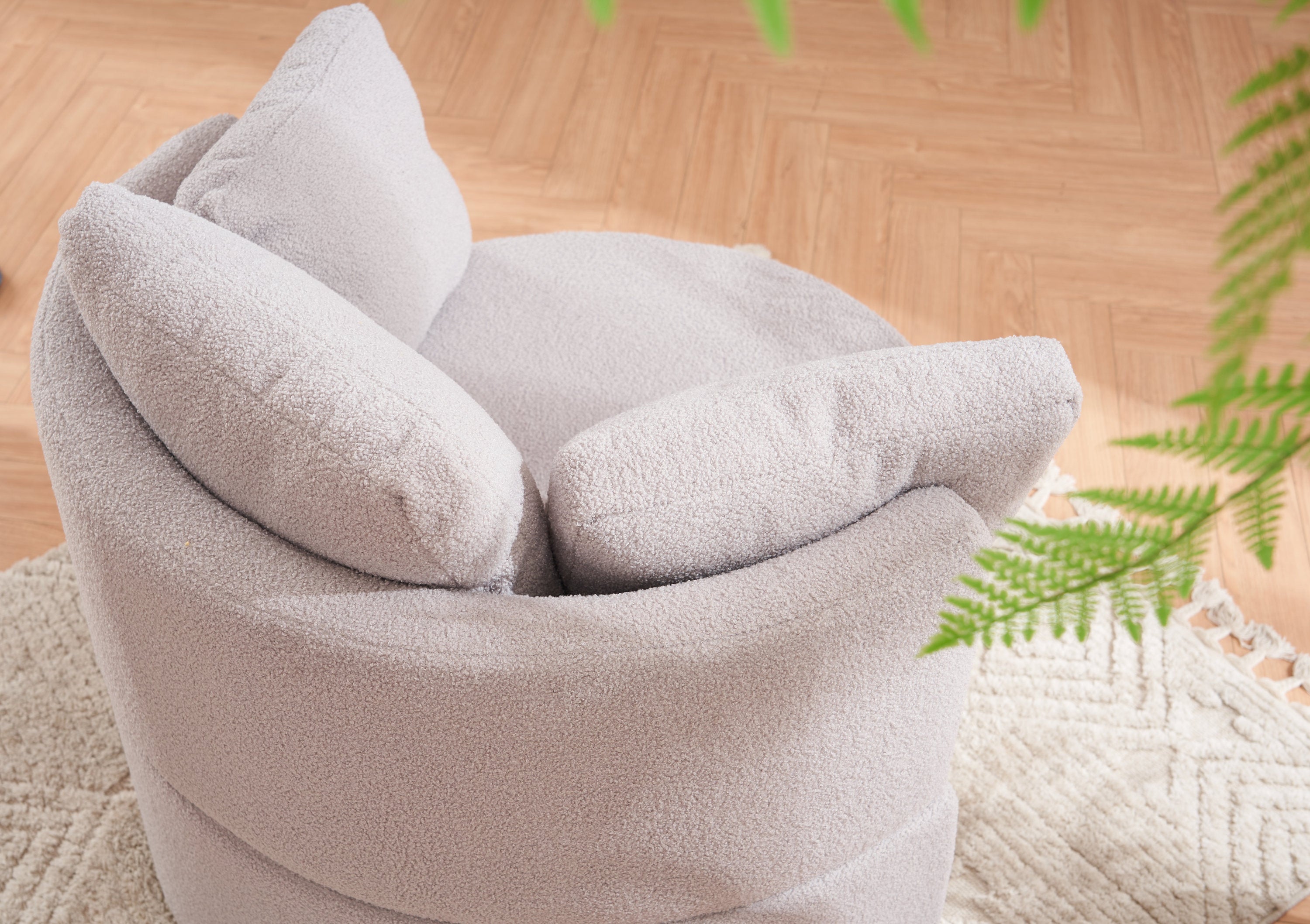 Teddy Fabric Swivel And Storage Chair With Back Cushion