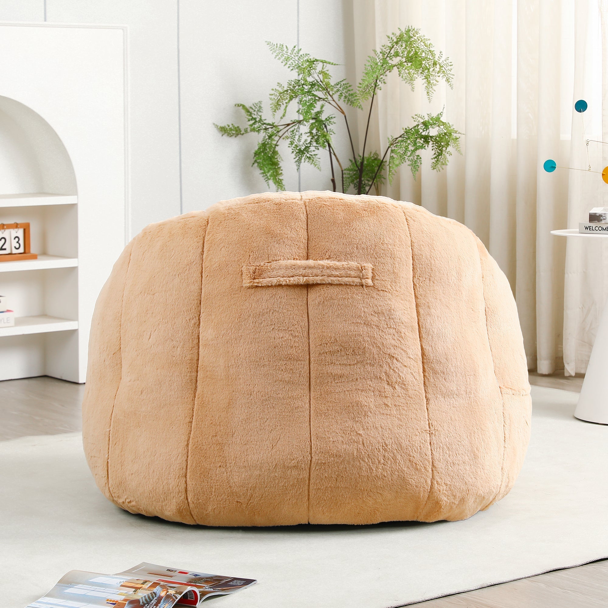 Beanbag Sofa Chair with Armrests Stuffed with High-Density Foam