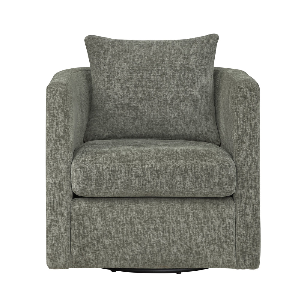 Sutton Light Grey Performance Fabric Swivel Barrel Chair
