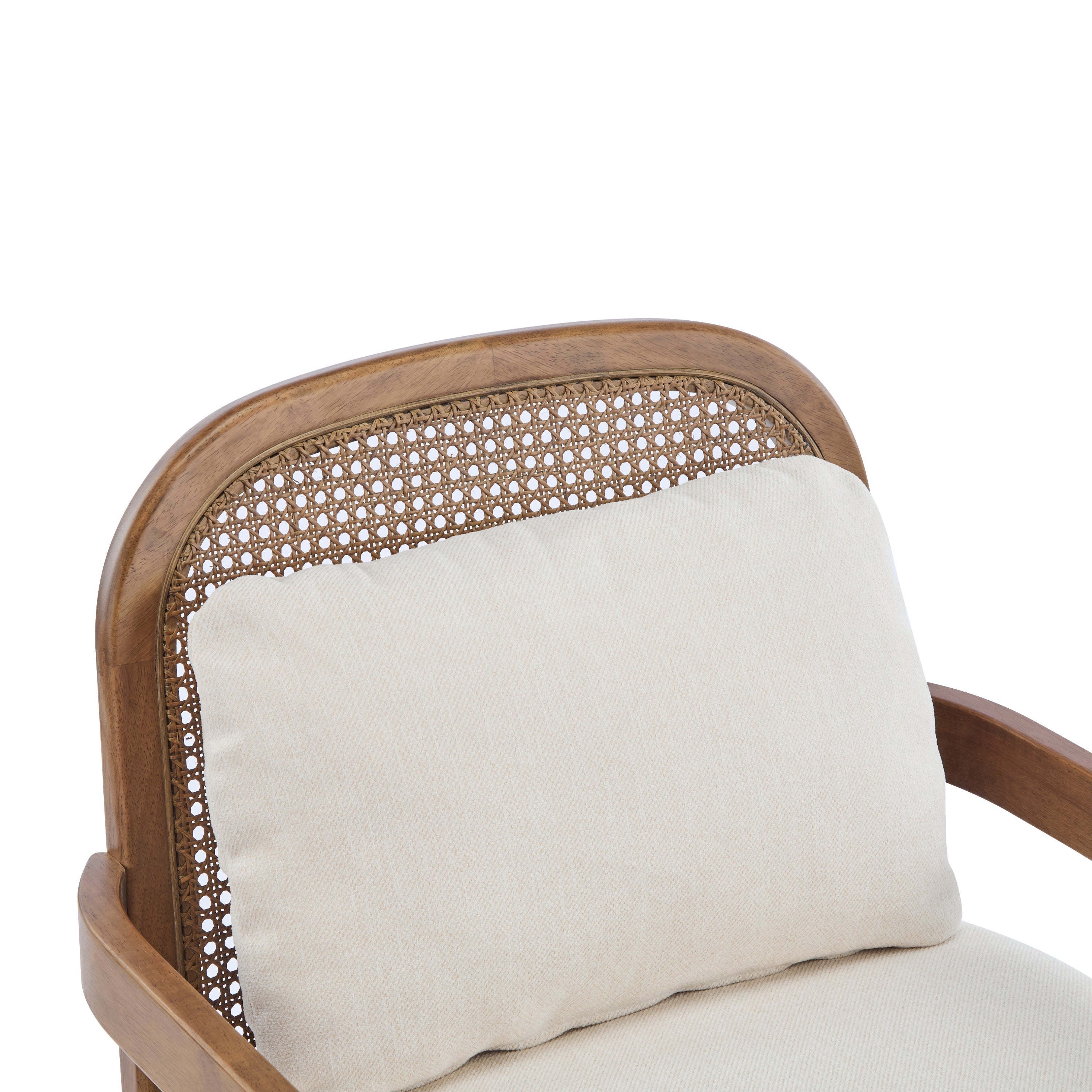 Elliston Rattan Backrest Solid Wood Accent Chair with Cushions, Set of 2