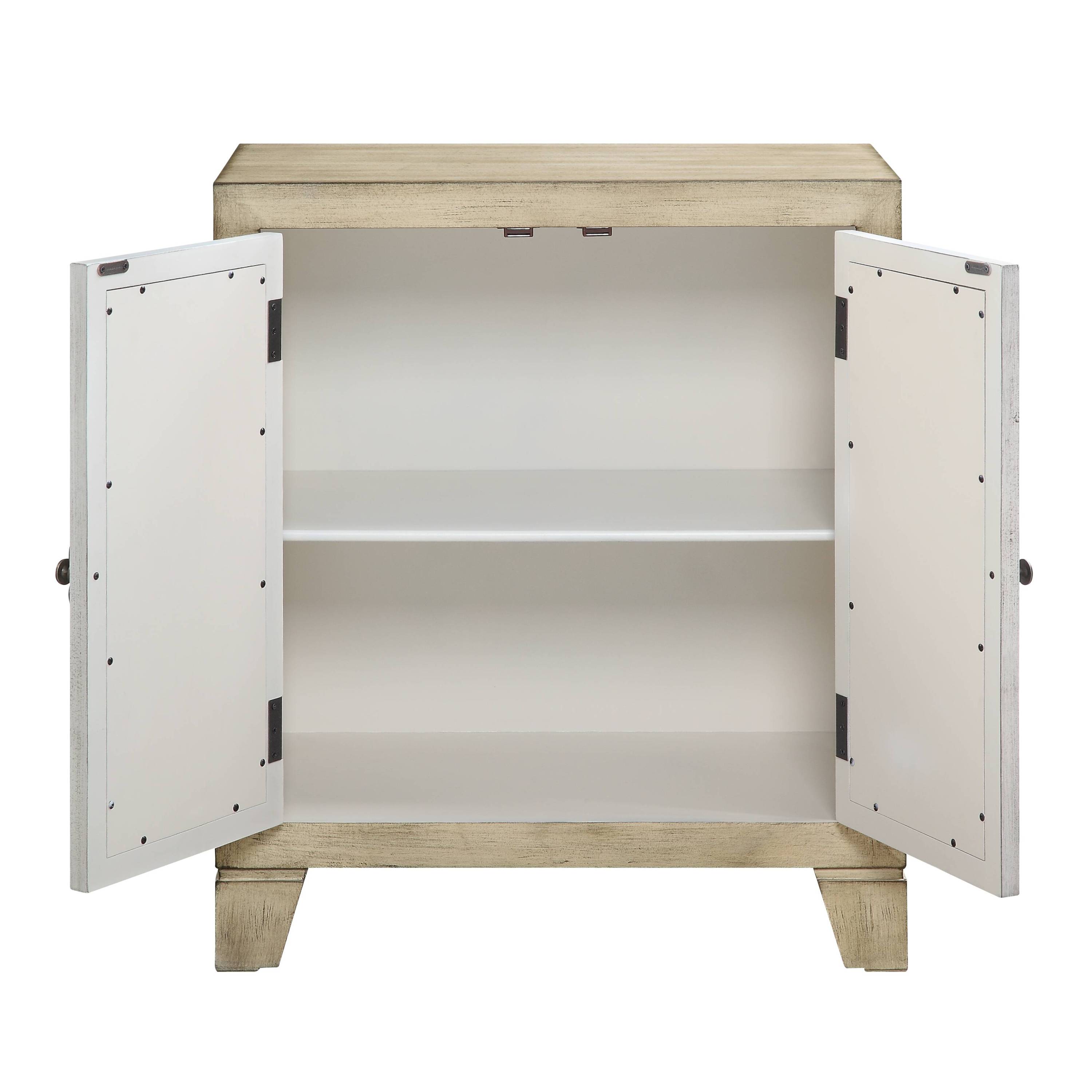 Antique White Console Table with Mirrored Doors