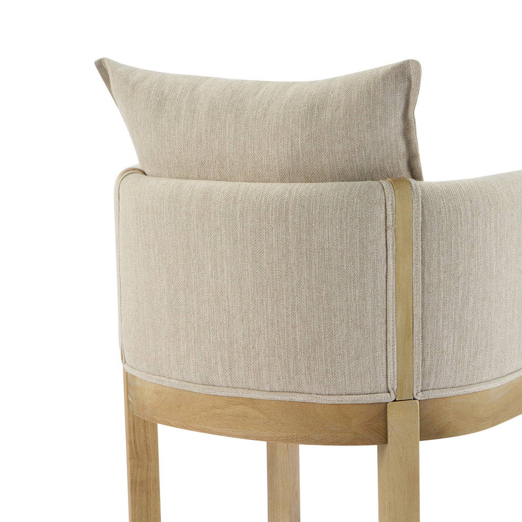 Ainsford Linen Upholstered Armchair with Natural Rubber Wood Legs, Set of 2