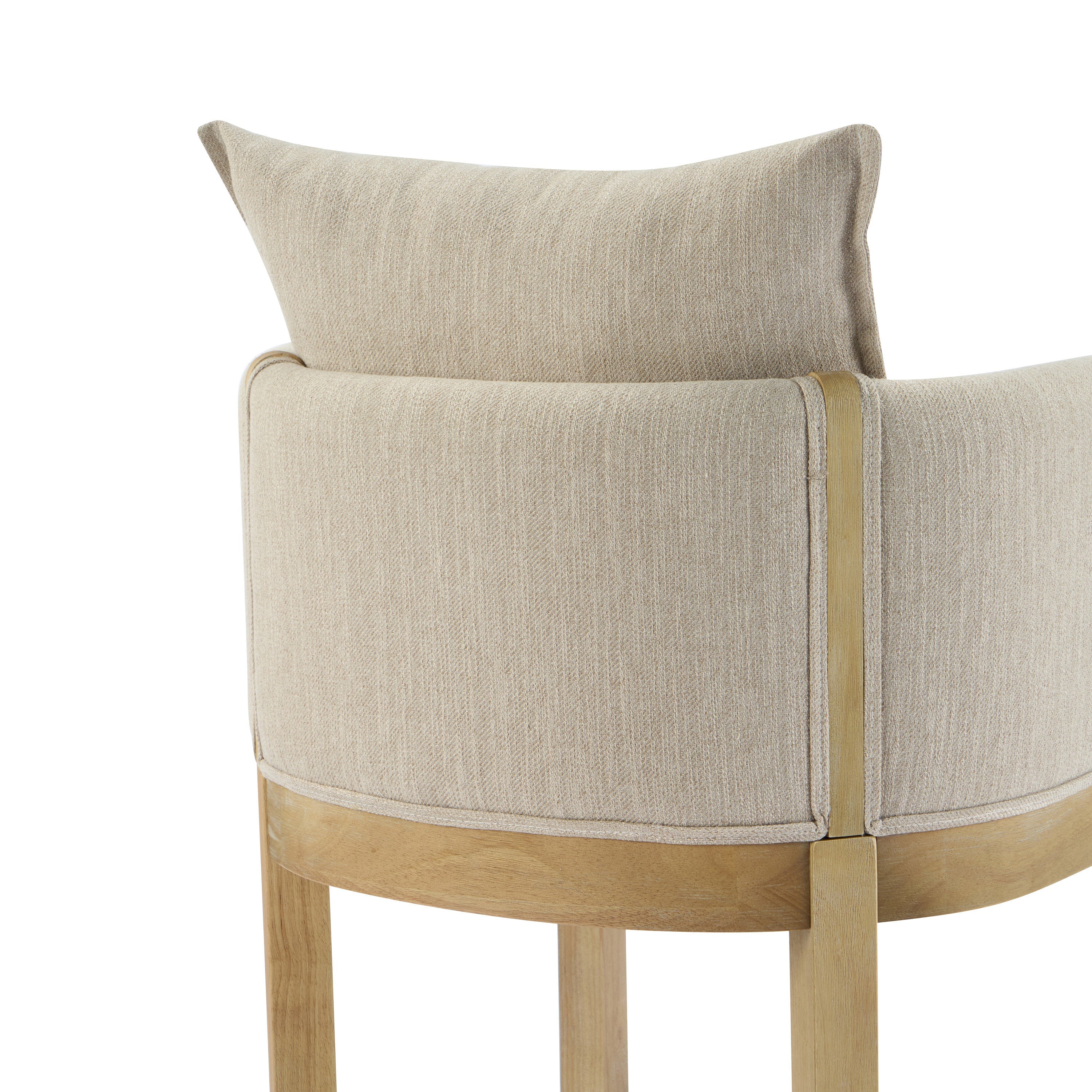 Ainsford Linen Upholstered Armchair with Natural Rubber Wood Legs, Set of 2