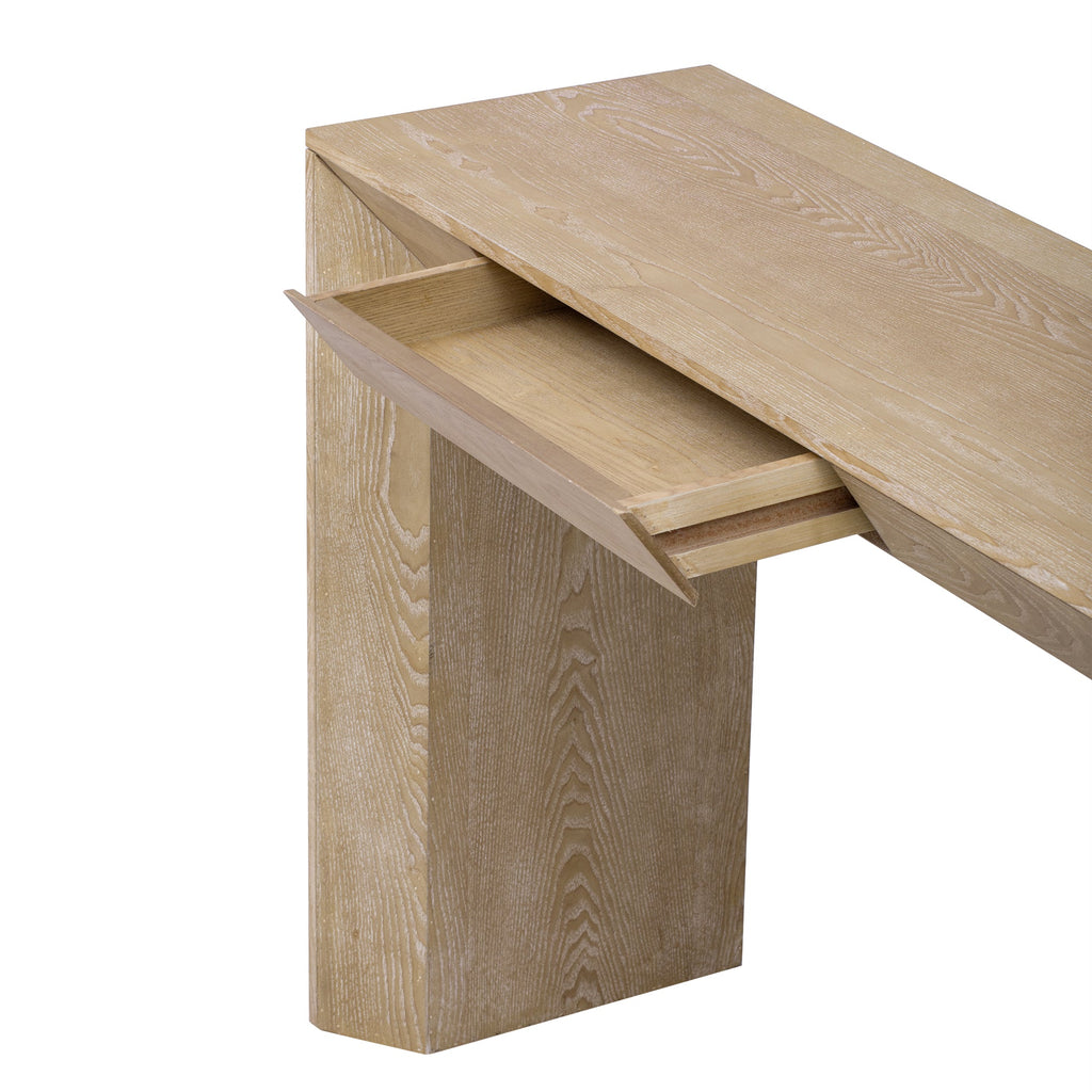 Modern Farmhouse Waterfall Console Table with 2 Concealed Drawers