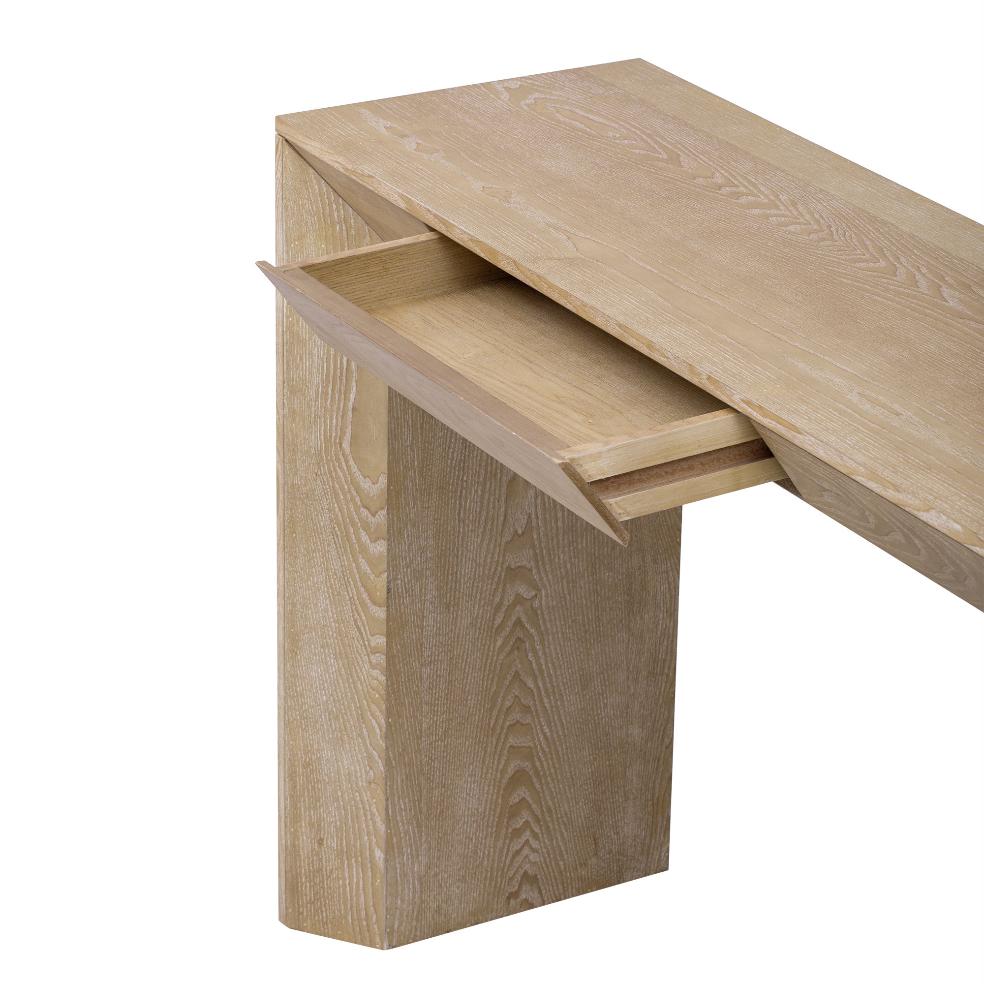 Modern Farmhouse Waterfall Console Table with 2 Concealed Drawers