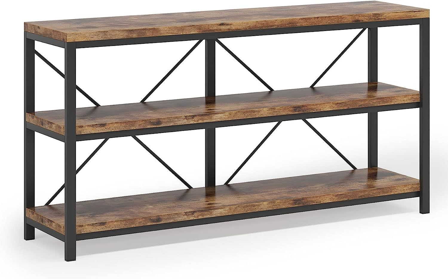 Granton Industrial 3-Tier Console Table with Storage Shelves