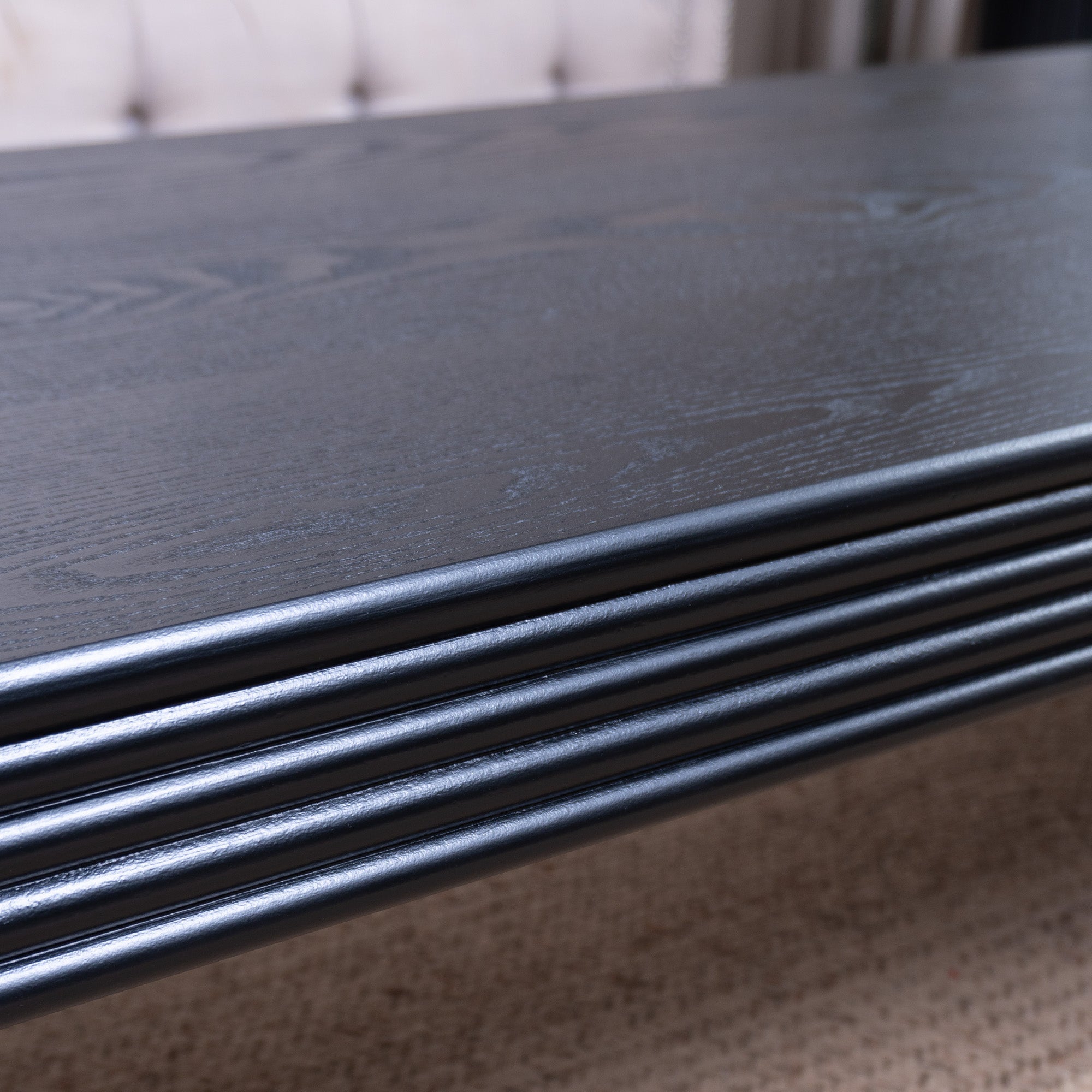 Modern Black Ribbed Coffee Table