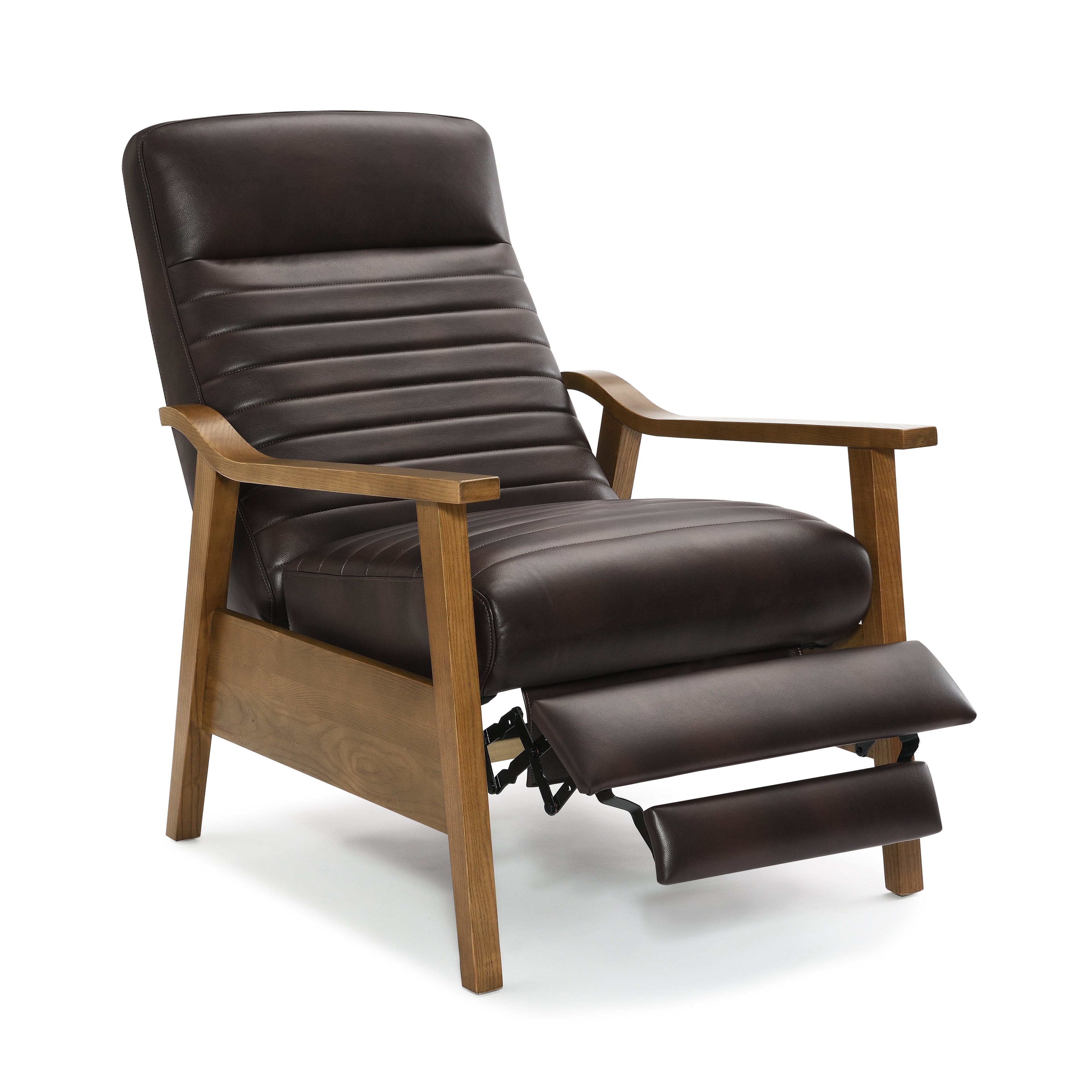 Asher Faux Leather & Wood Arm Push Back Recliner