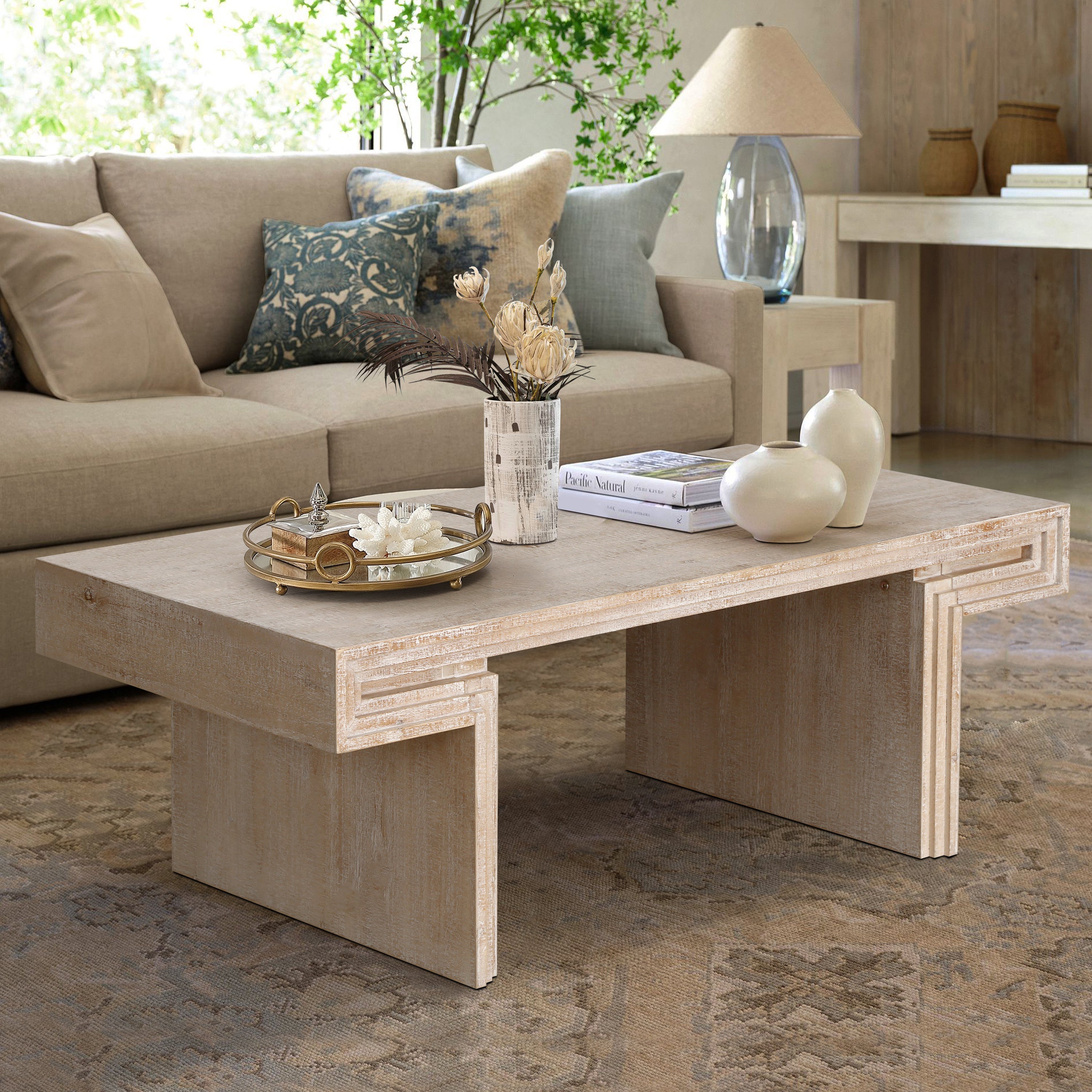 Modern Farmhouse Reclaimed Wood Texture Coffee Table