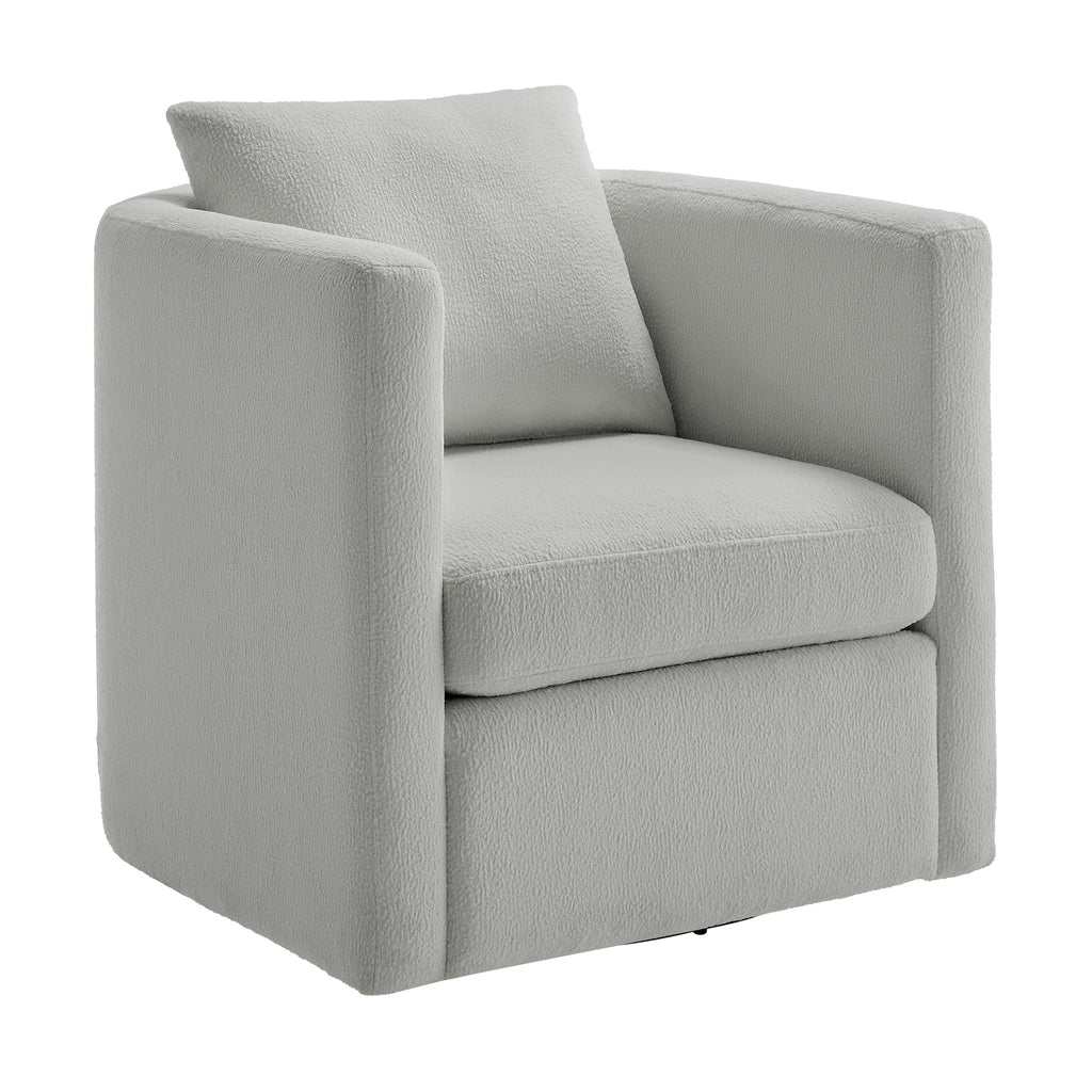 Sutton Light Grey Performance Fabric Swivel Barrel Chair