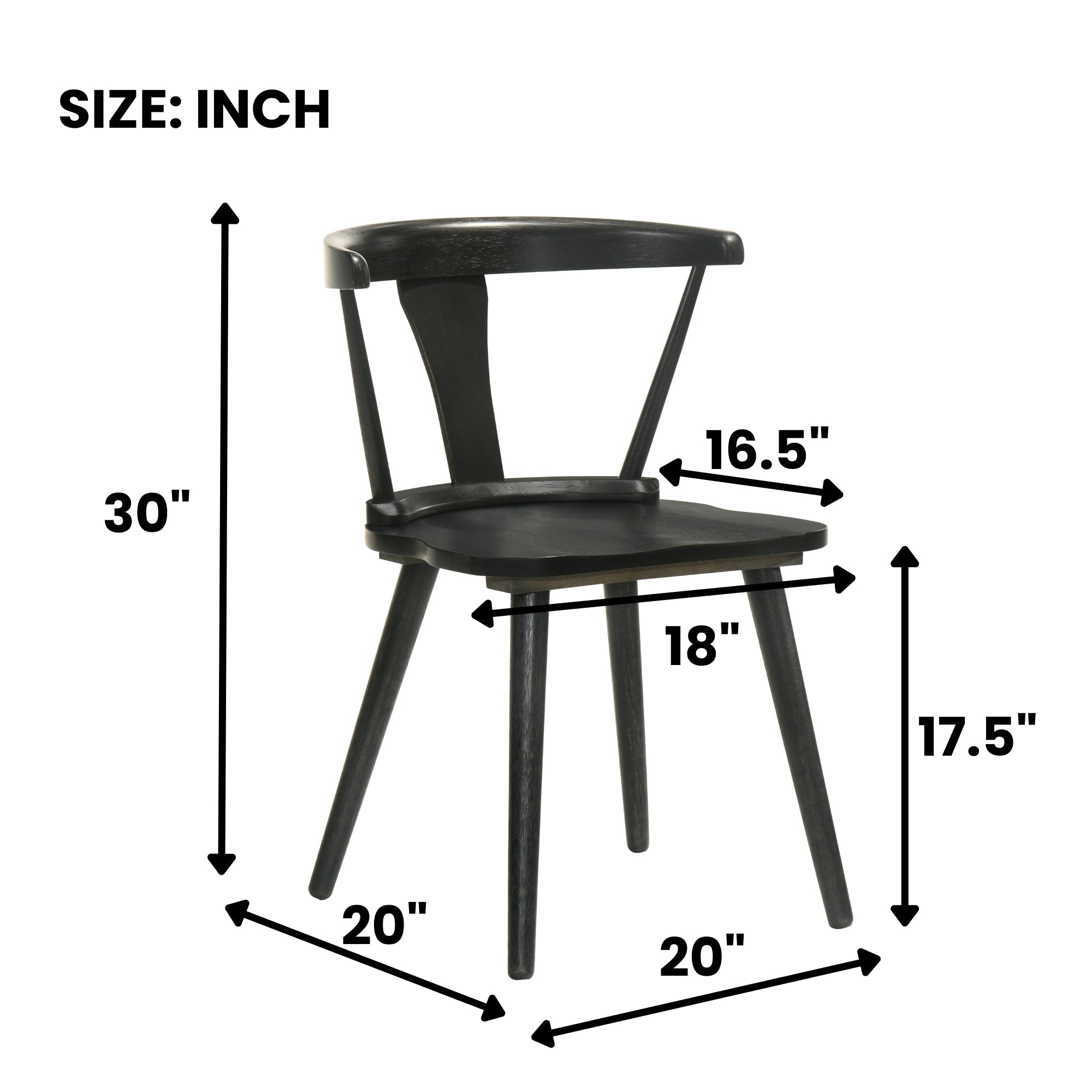 Modern Farmhouse Wood Dining Chairs, Set of 2