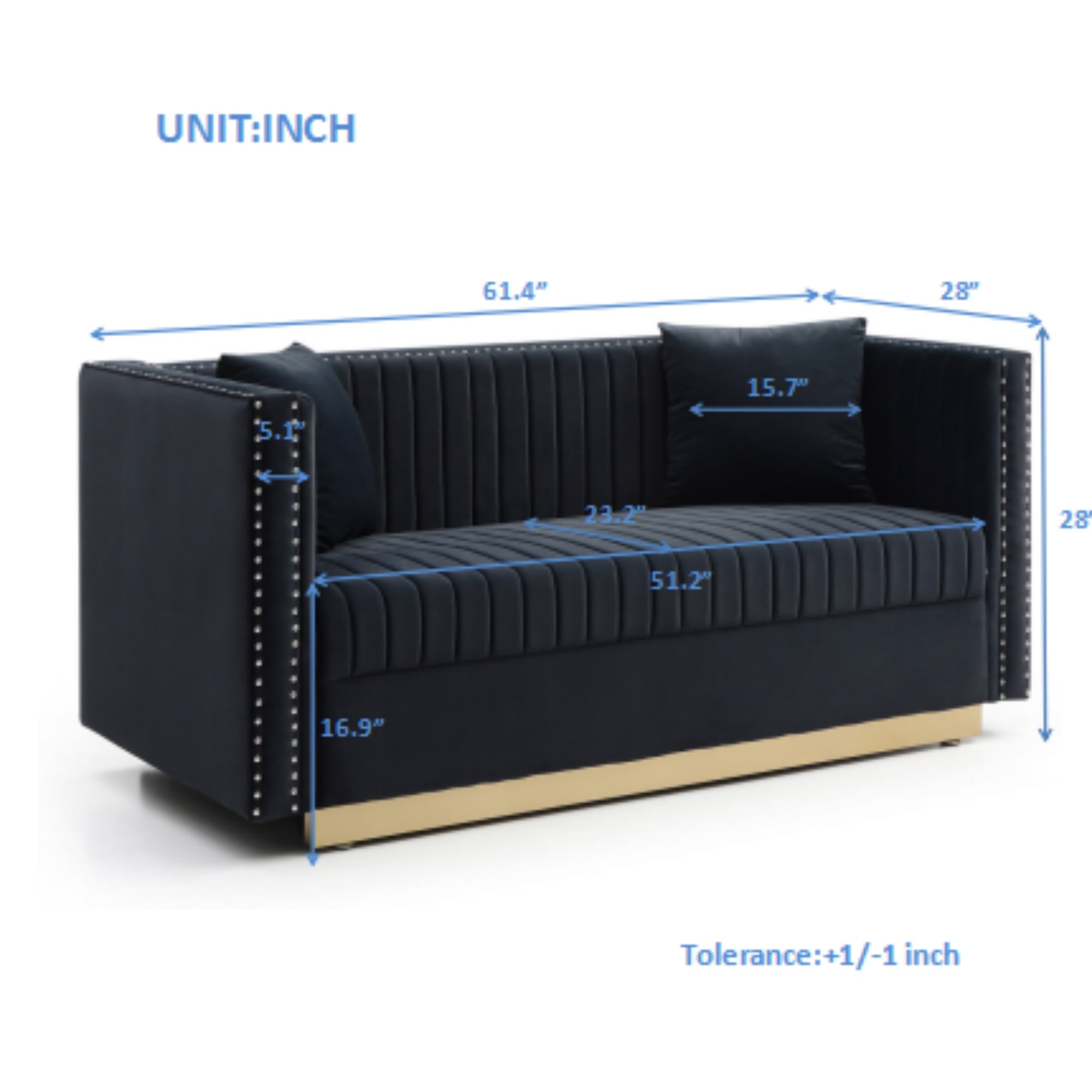 Contemporary Vertical Channel Tufted Velvet Loveseat Sofa