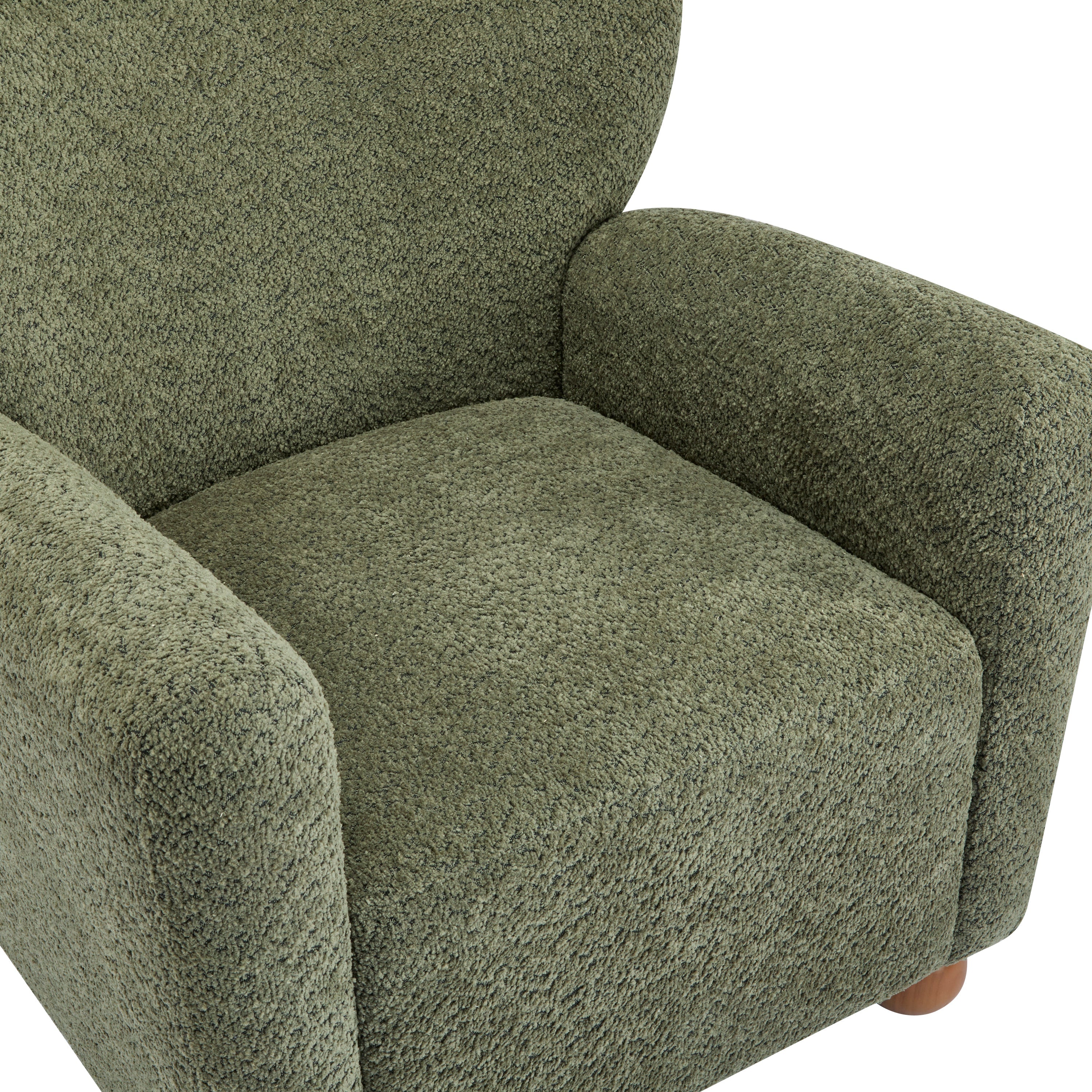 Cozy Wingback Accent Chair with Round Wood Feet