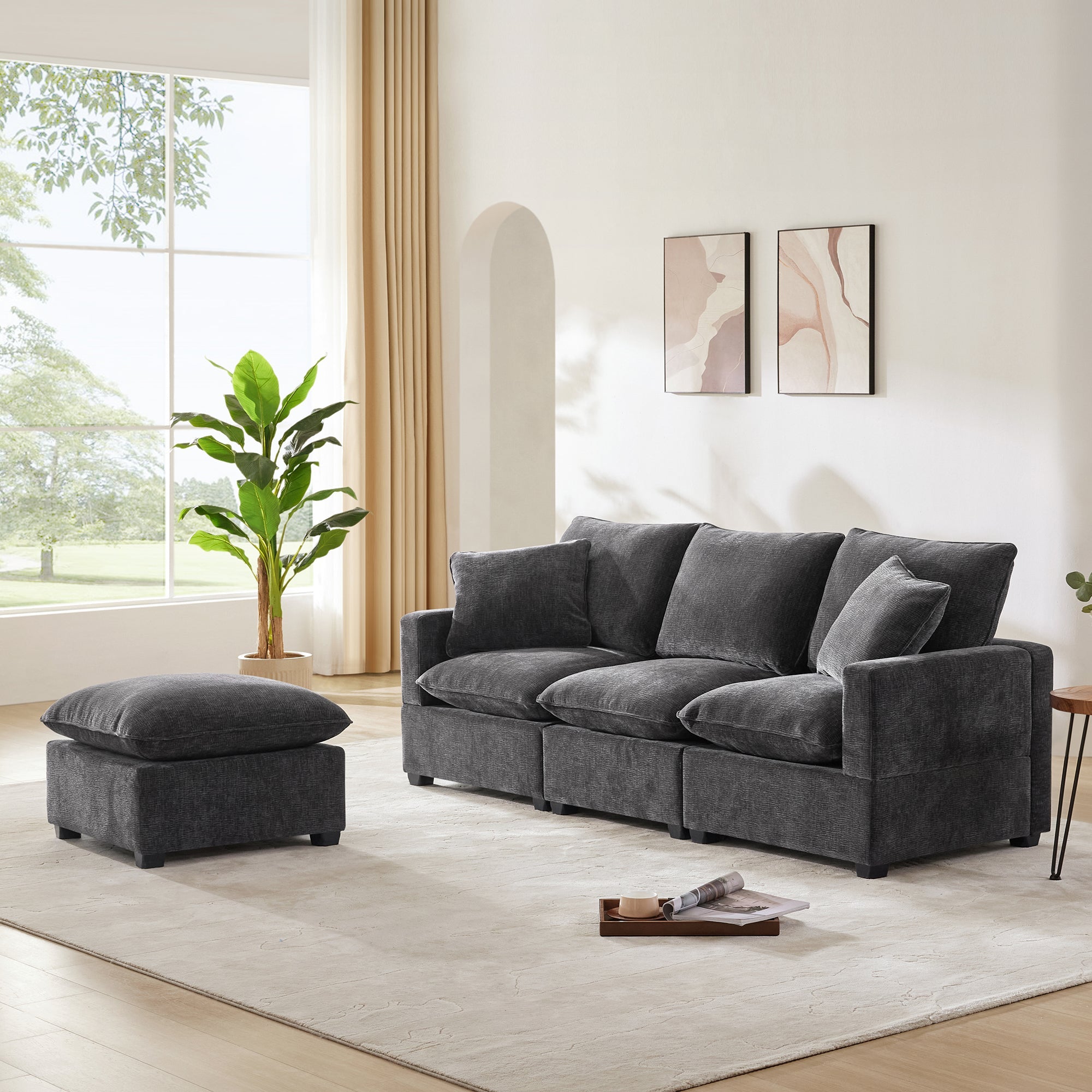 Chenille Modular L-Shape Sofa