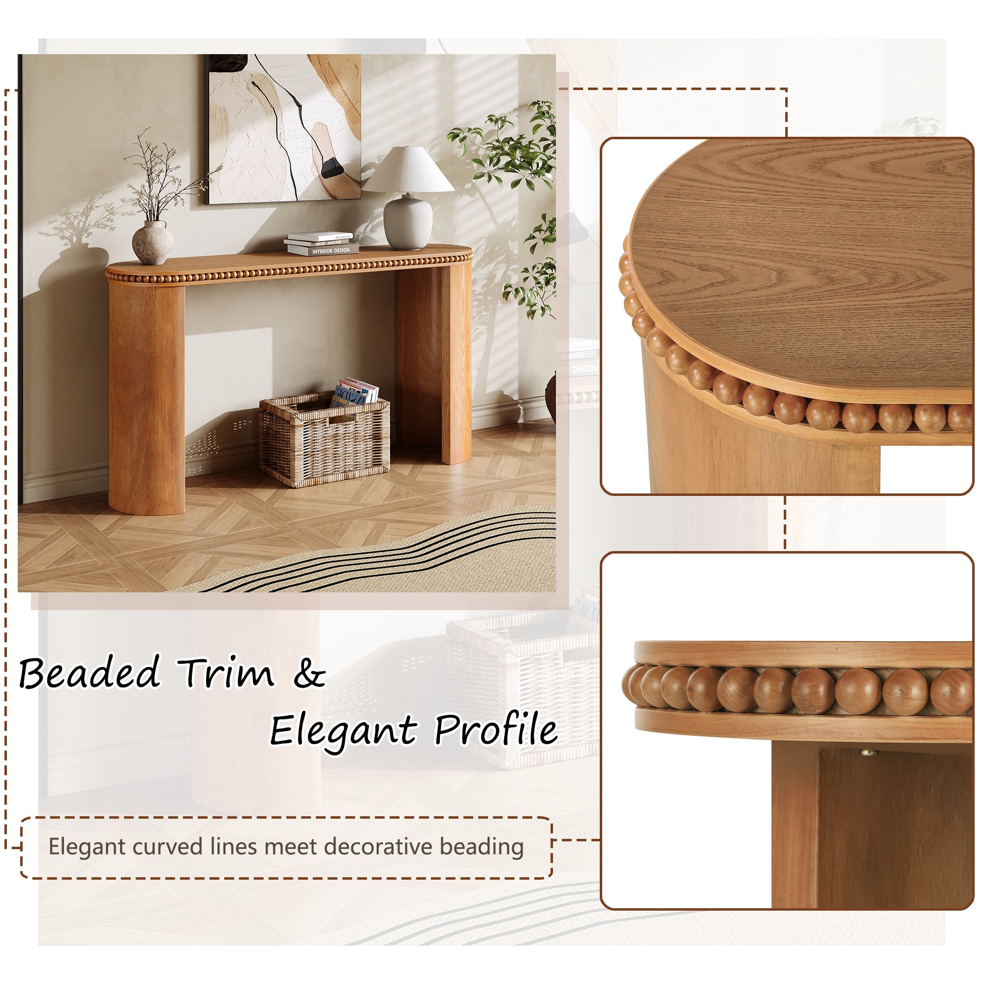 Beaded Trim Console Table