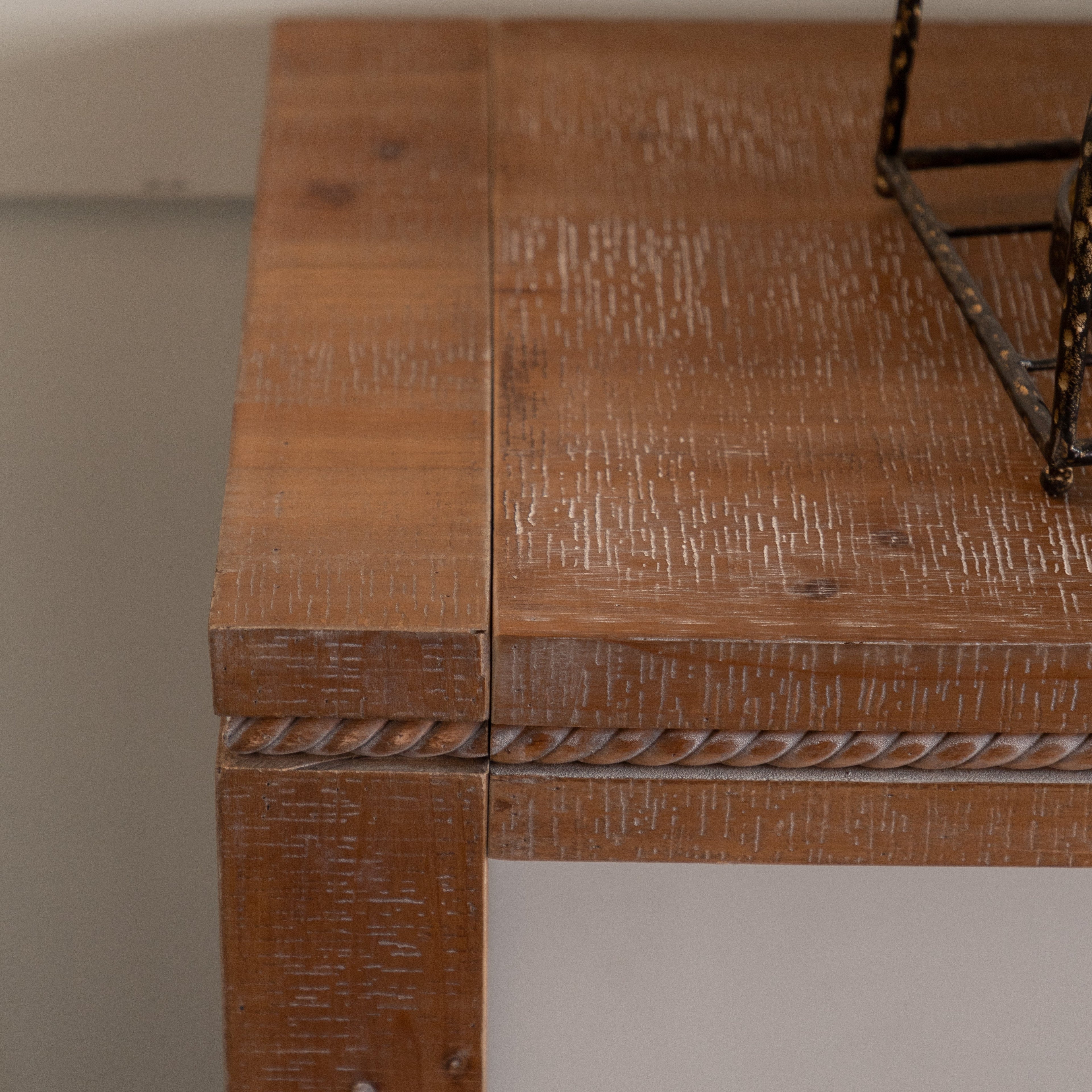 Rustic Console Table with Carved Detail