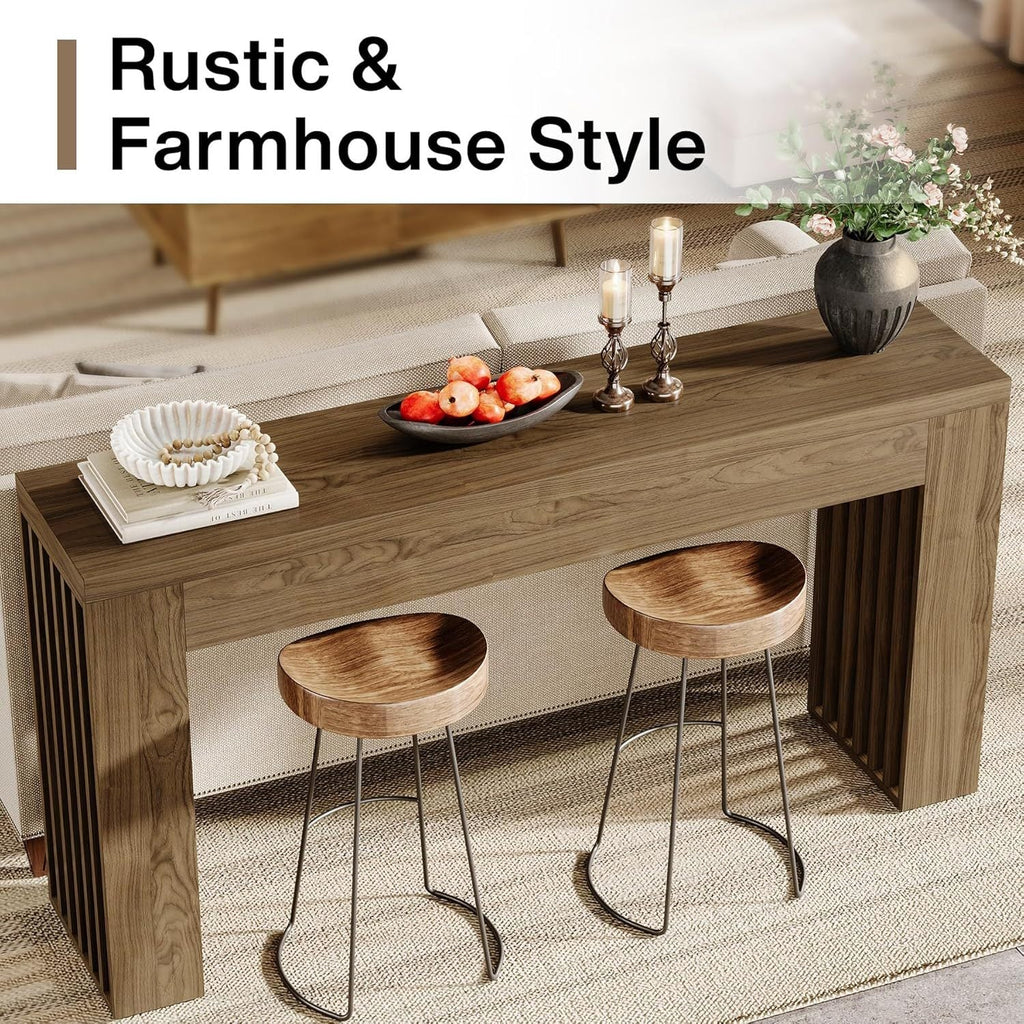 Langley Farmhouse Console Table with Vertical Slat Legs