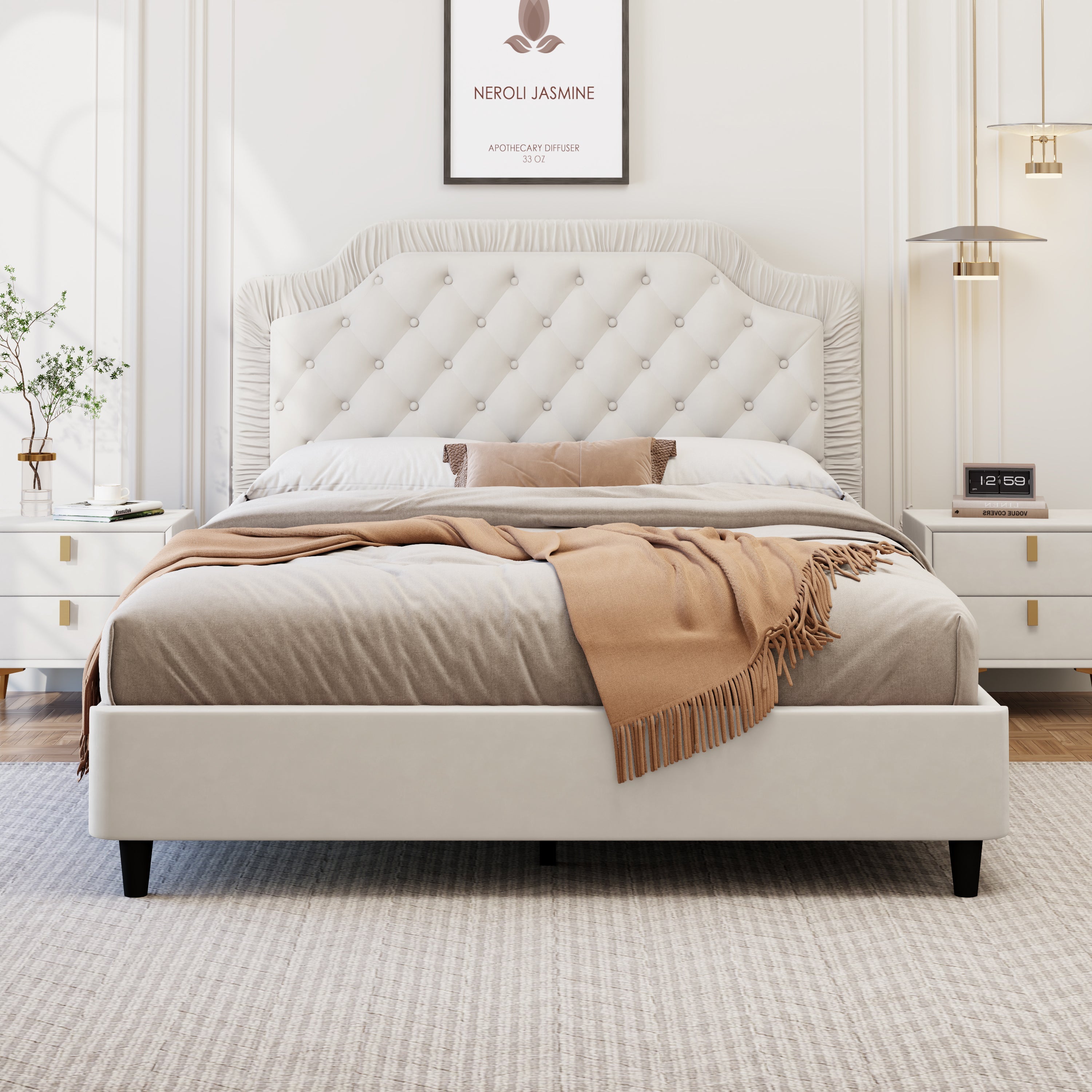 Button Tufted Headboard Bed
