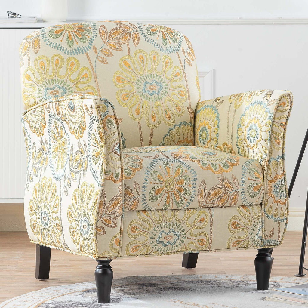 Golden Floral Accent Arm Chair