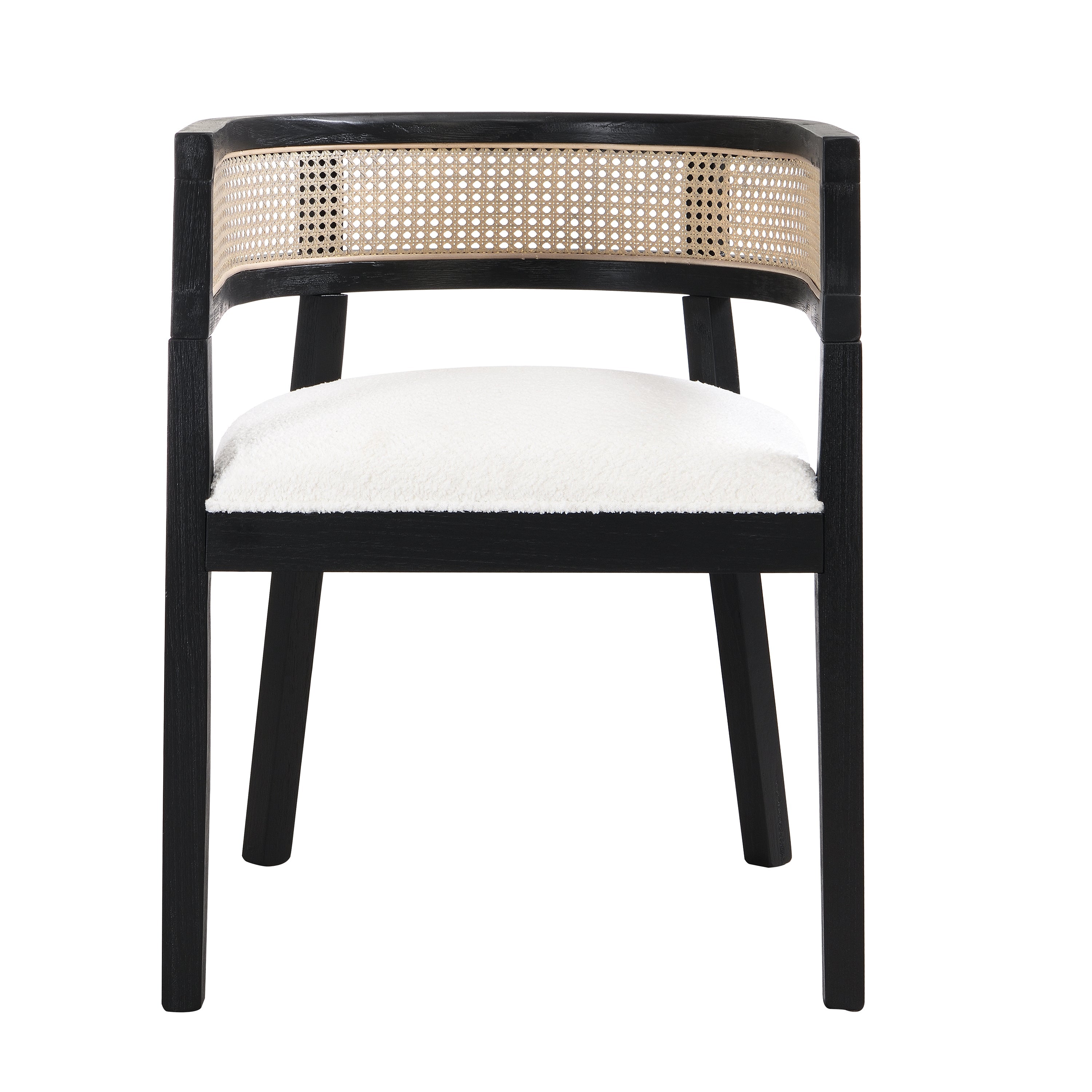 Barrel Dining Chair with Rattan Back, Set of 2