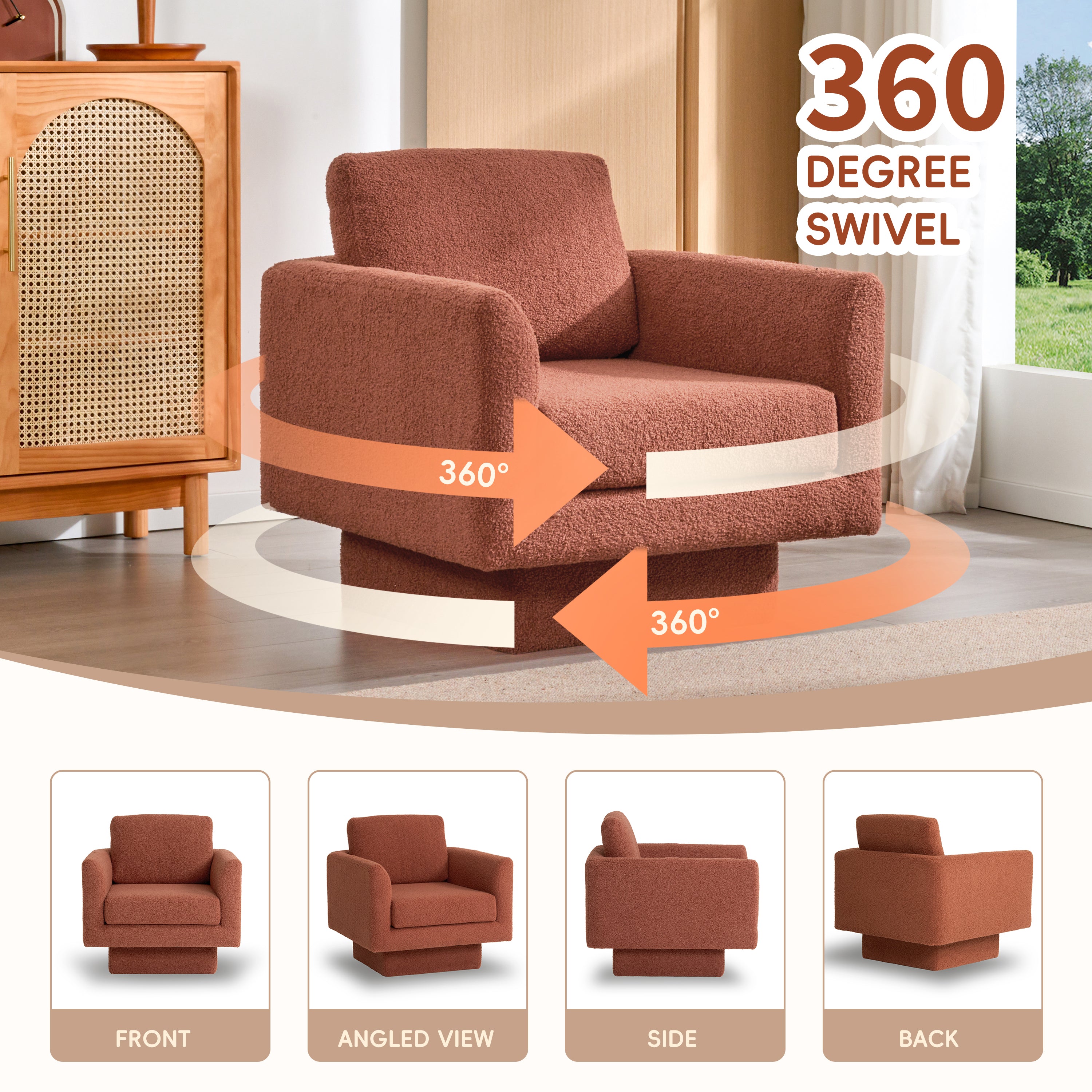 Hartswell Teddy Sherpa Modern Swivel Accent Chair