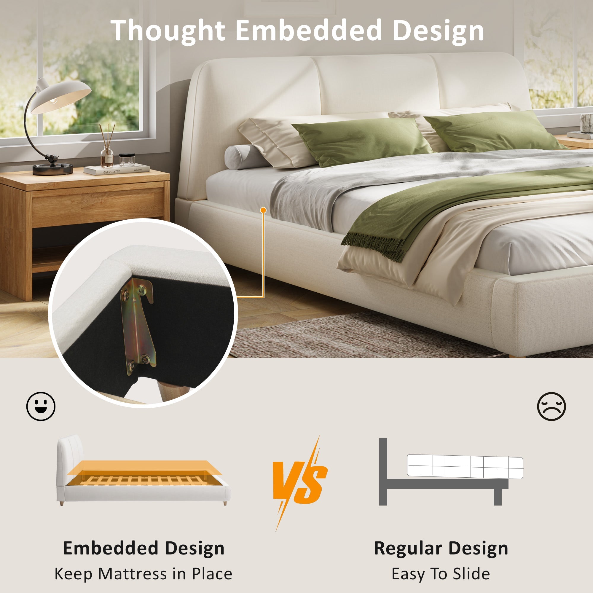 Modern Linen Upholstered Bed