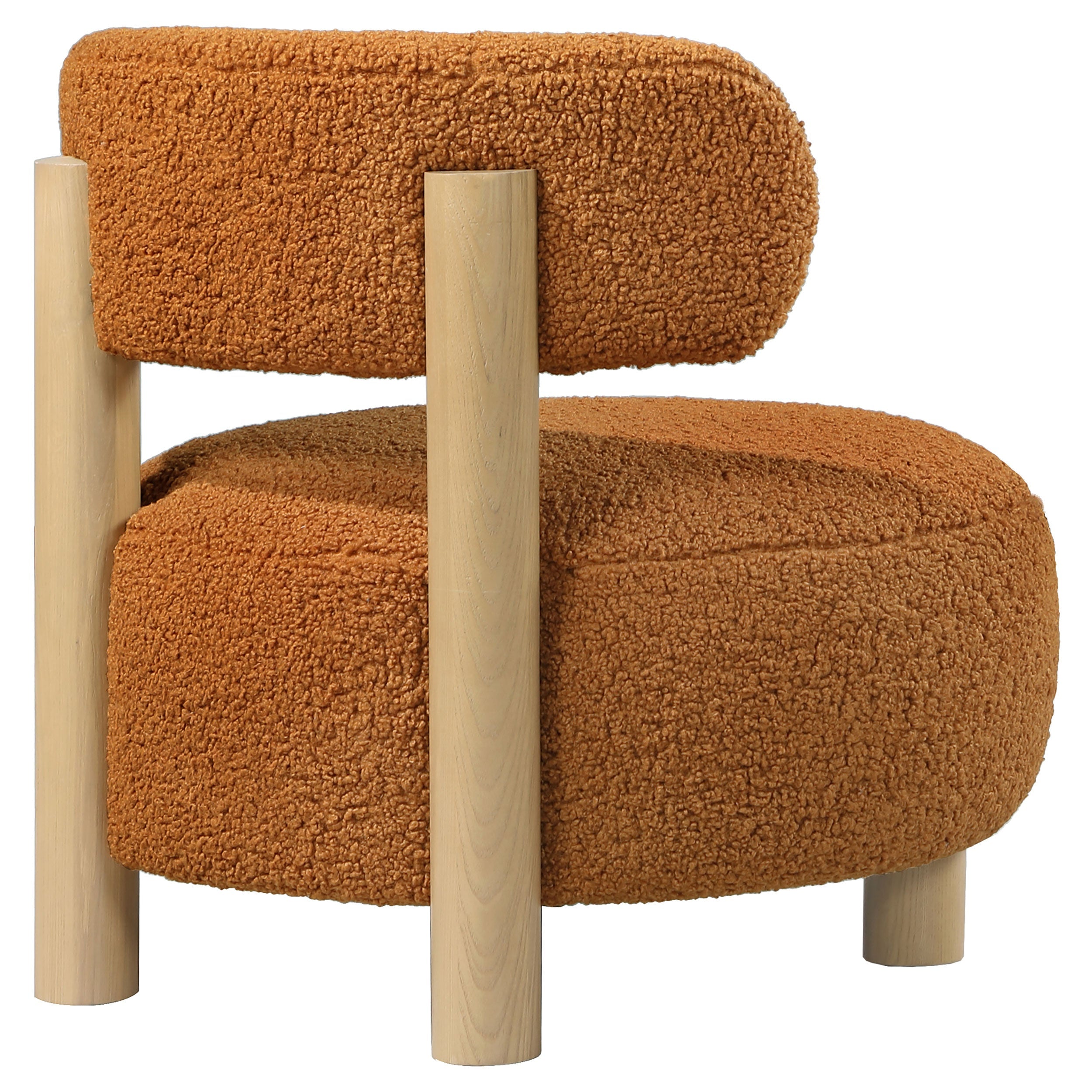 Modern Boucle Upholstered Barrel Back Accent Chair