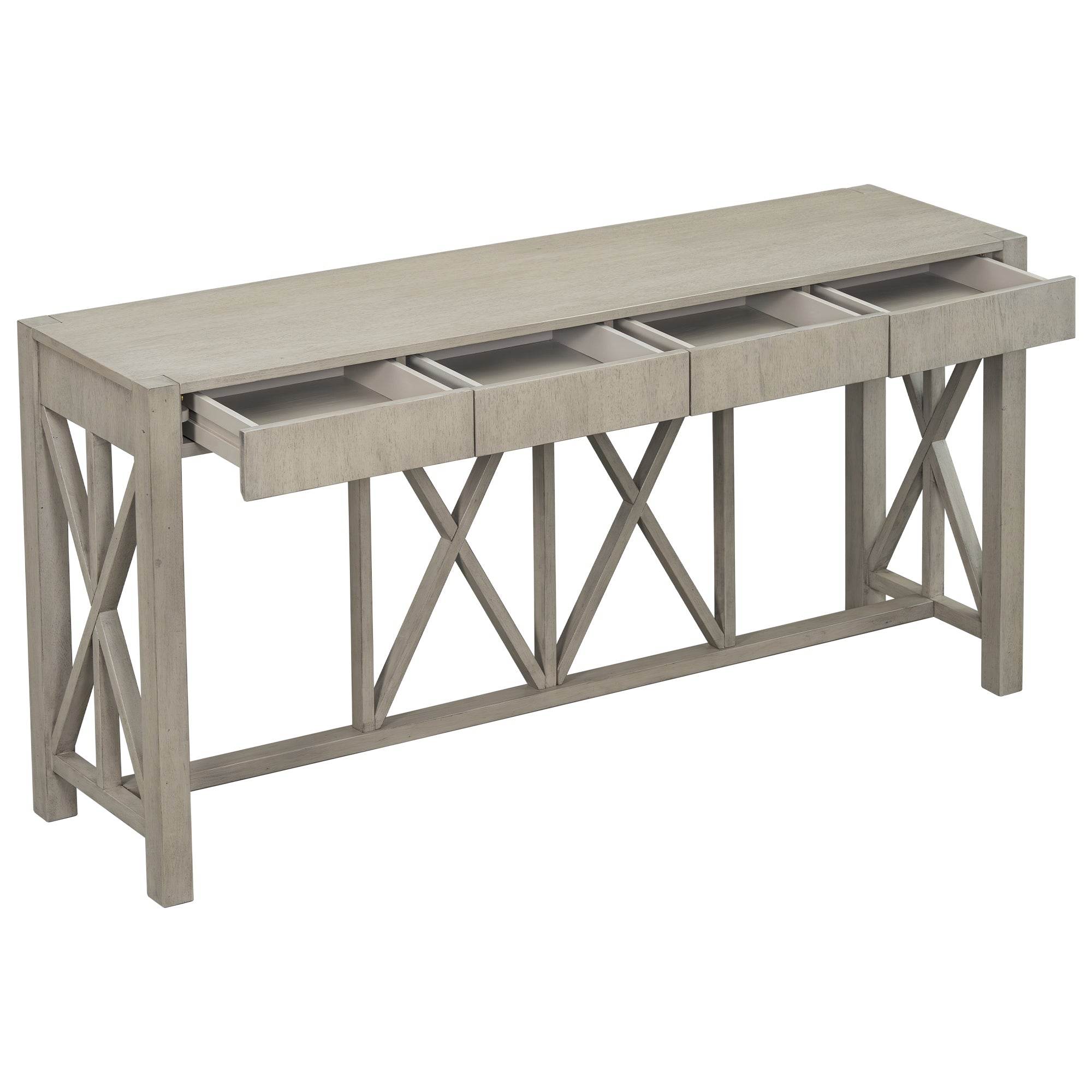Modern Crisscross Design Entryway Table with Open Bottom Storage