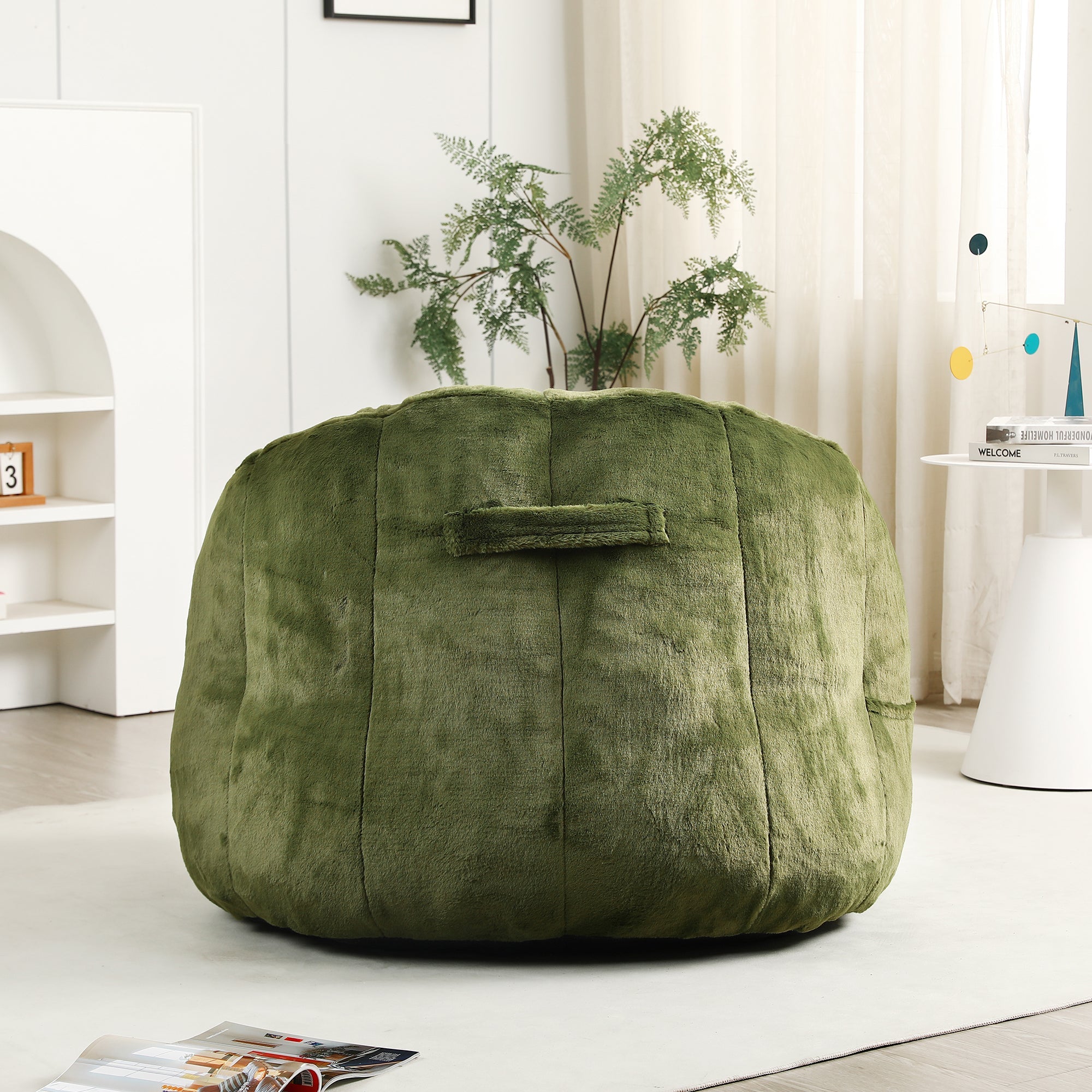 Beanbag Sofa Chair with Armrests Stuffed with High-Density Foam