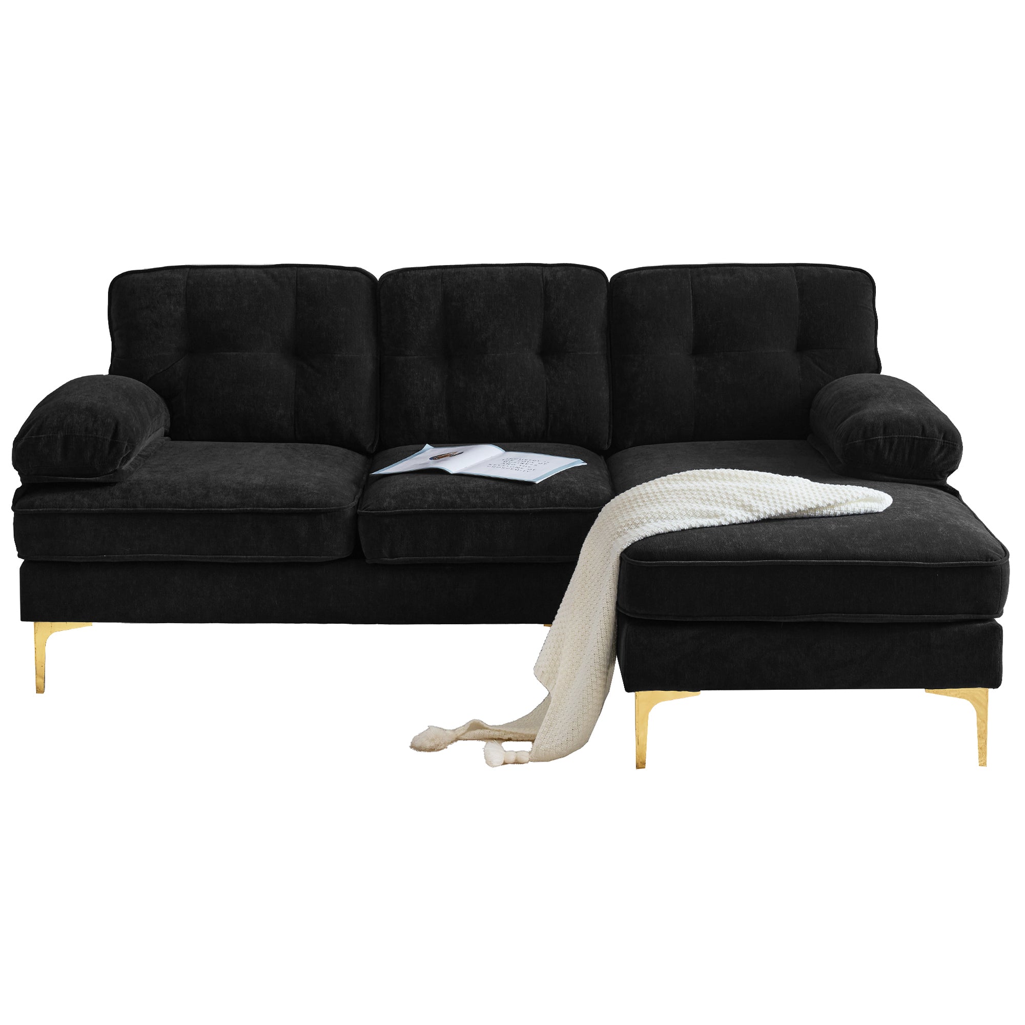 Modern Tufted Velvet L-Shape Sofa
