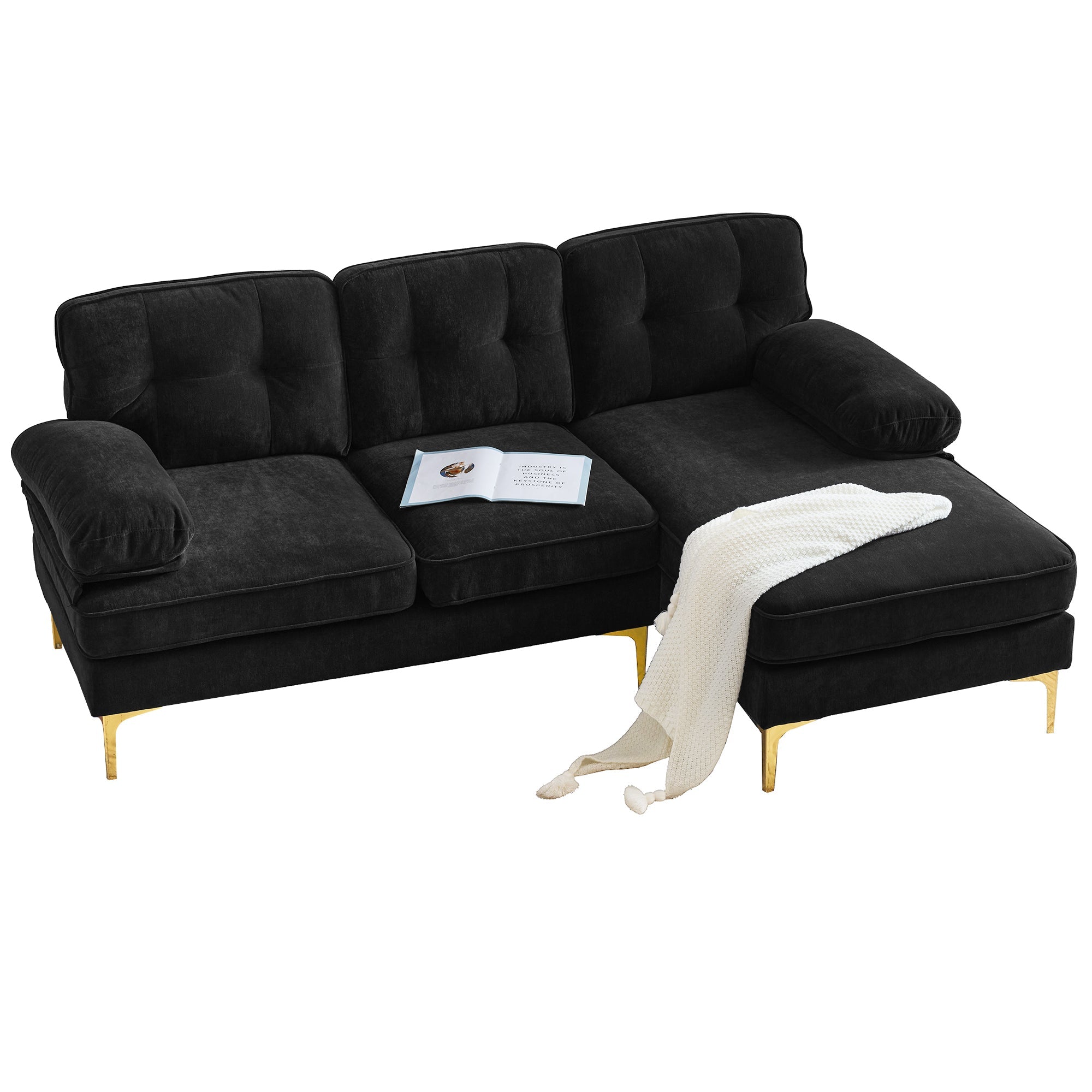 Modern Tufted Velvet L-Shape Sofa