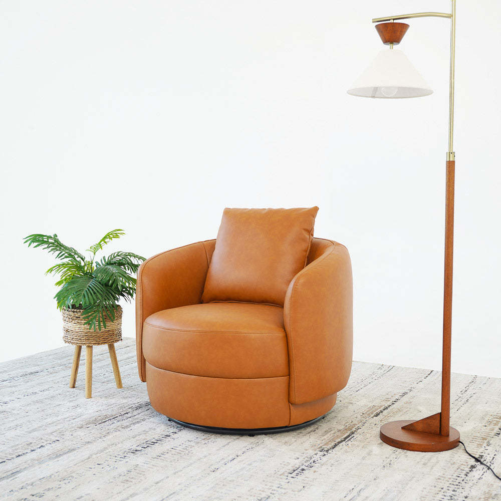 Dylan Cognac Leather Swivel Chair
