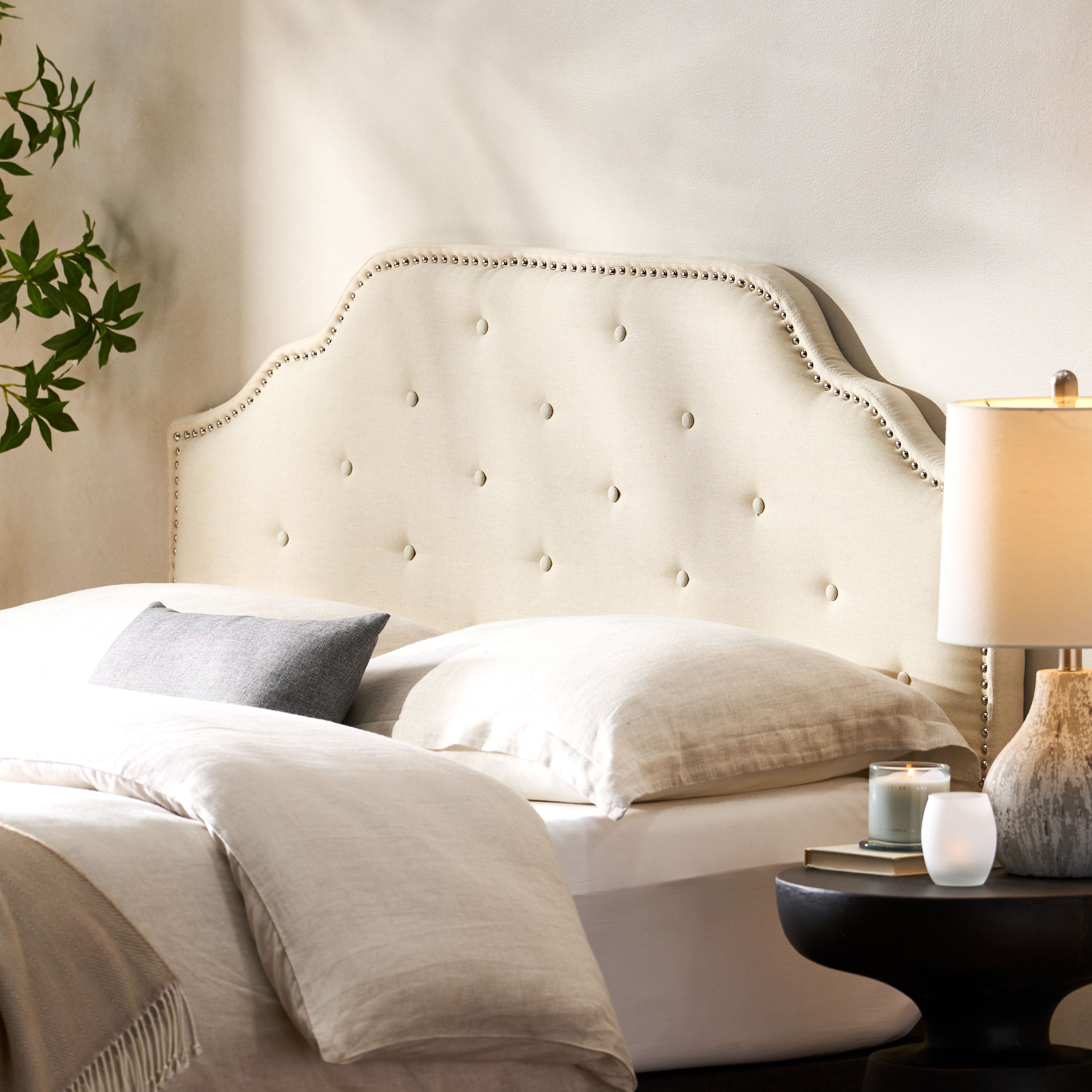 Luella Button Tufted Upholstered Headboard